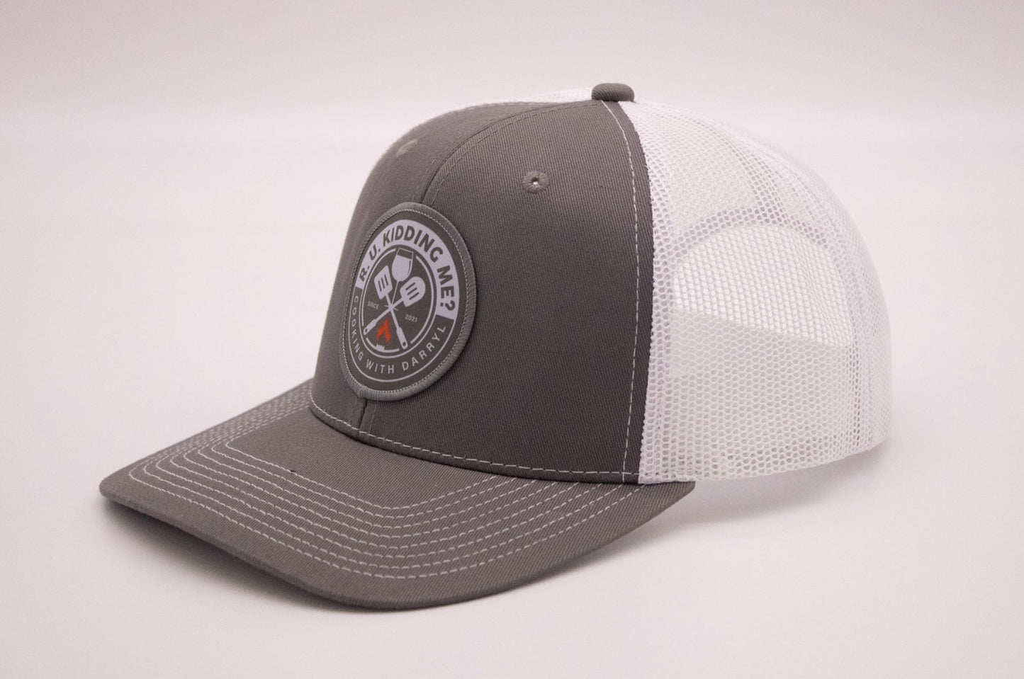 R. U. Kidding Me? Snapback Trucker Hat - Grey/White