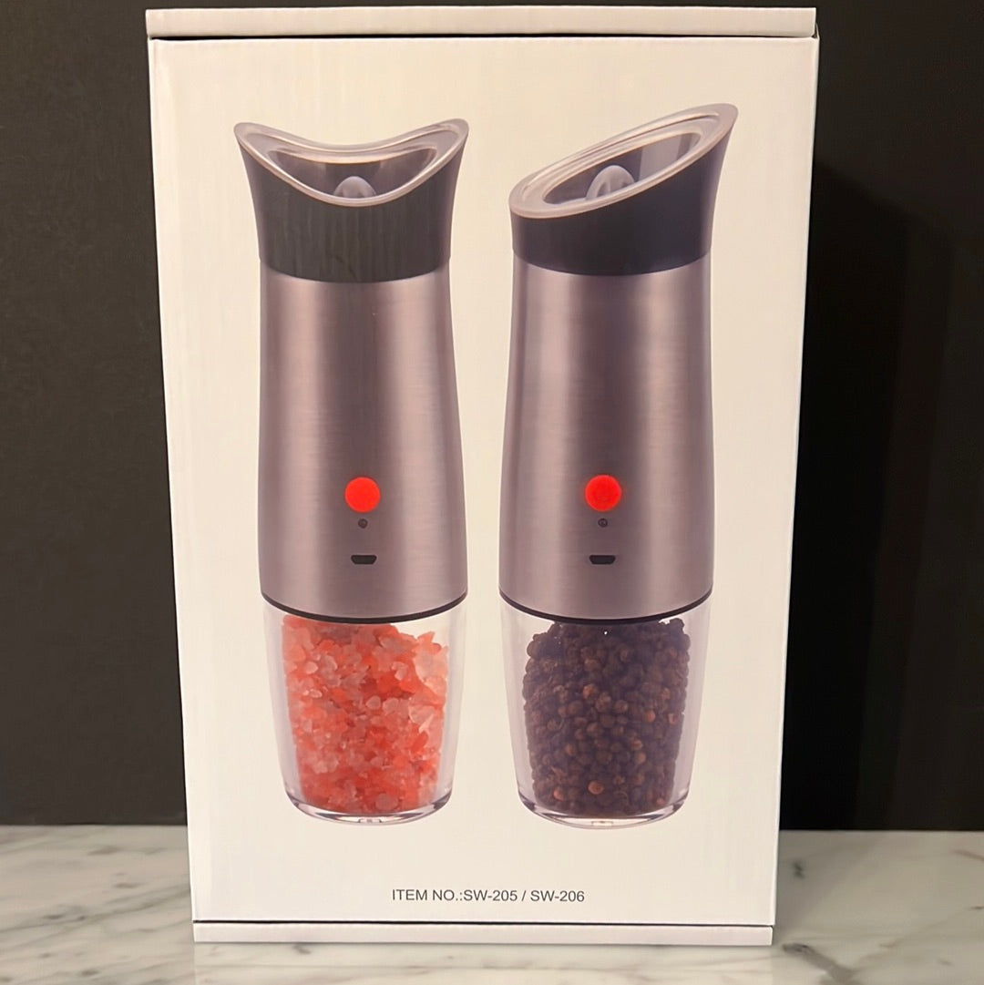 BRANDED USB RECHARGEABLE gravity salt & pepper grinders