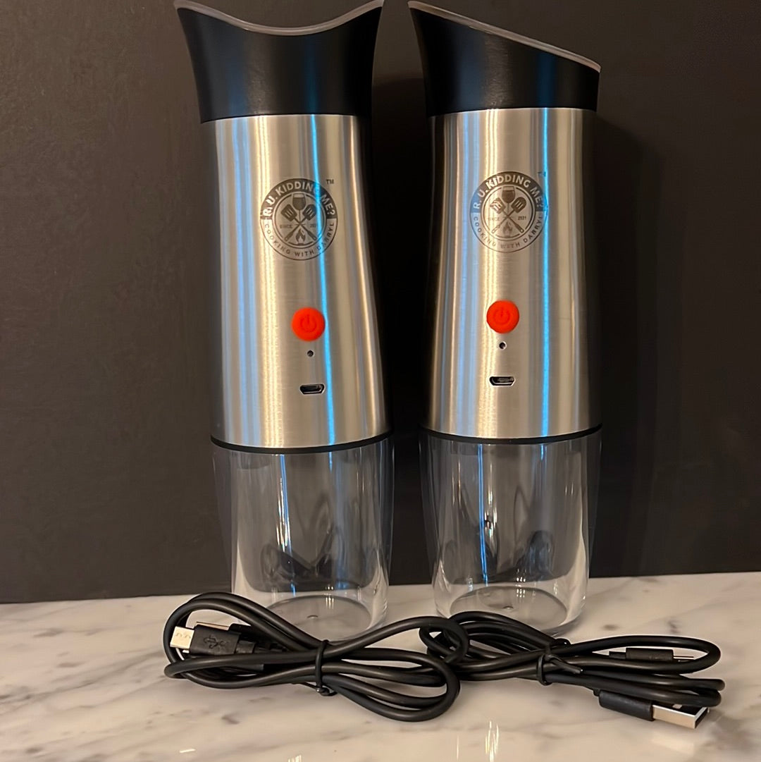 BRANDED USB RECHARGEABLE gravity salt & pepper grinders