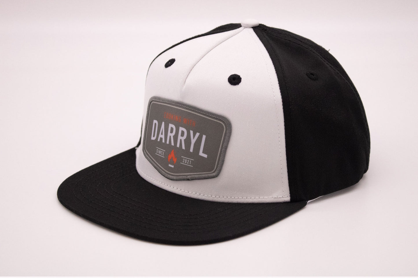 Cooking With Darryl Snapback Flatbill Hat - Black/White